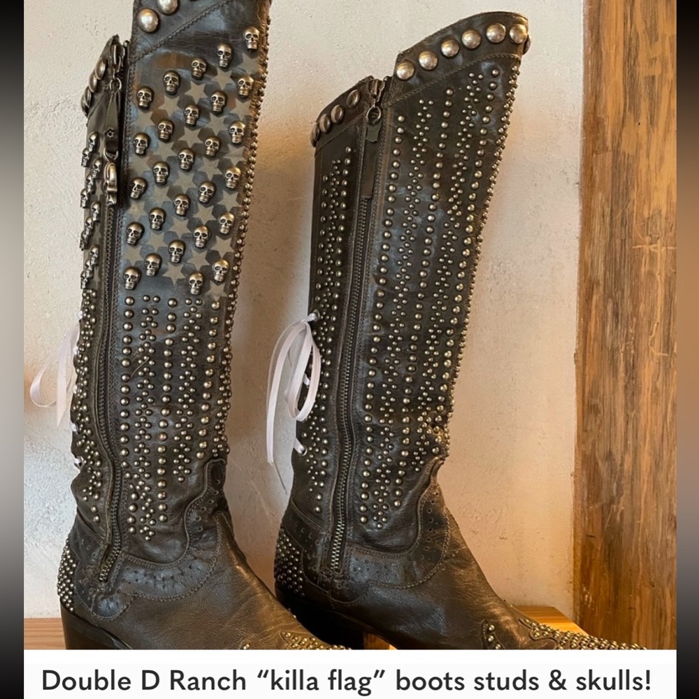 ISO Double D Ranch Killa Flag Skulls & Studs Boots in Sz 7.5 or 8 (In Search Of) - Picture 1 of 1